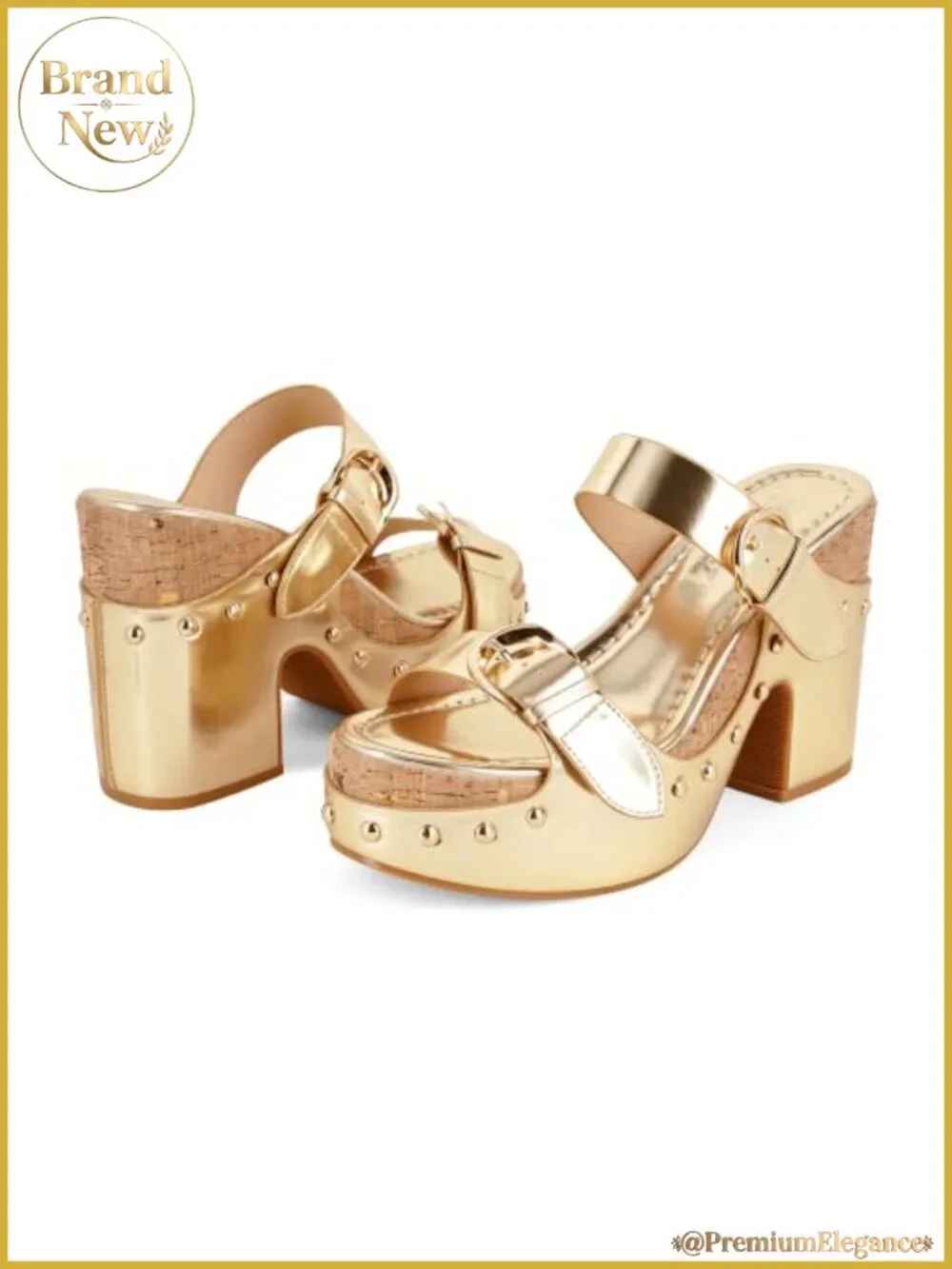 Platform Heels Womens Chunky Block Heeled Sandals Faux Leather